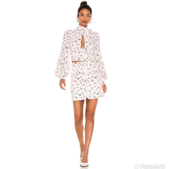 NWT BROGNANO Floral Bow Tie Blouse in White XS 38 - Picture 4 of 11